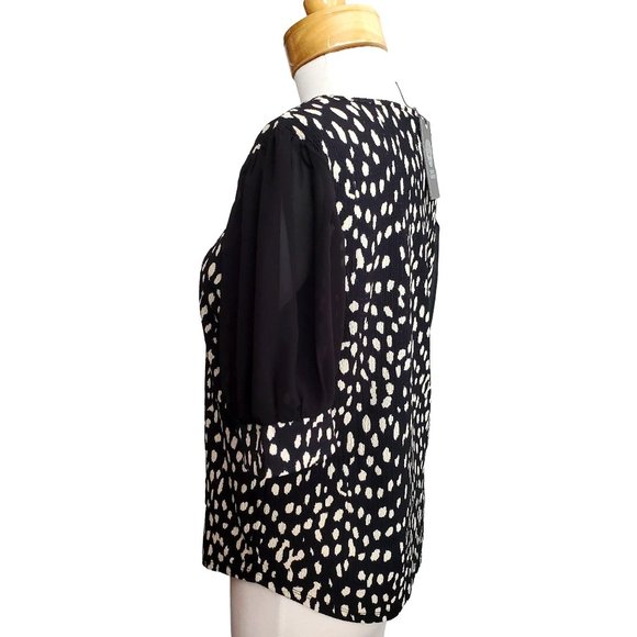 Vince Camuto NWT Top Blouse Short Puff/Bubble Sleeve Animal Print Sz L - Picture 4 of 7